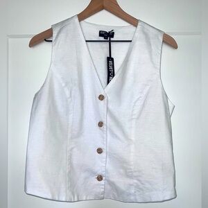 VELVET HEART NWT white linen fitted vest, women’s size medium
